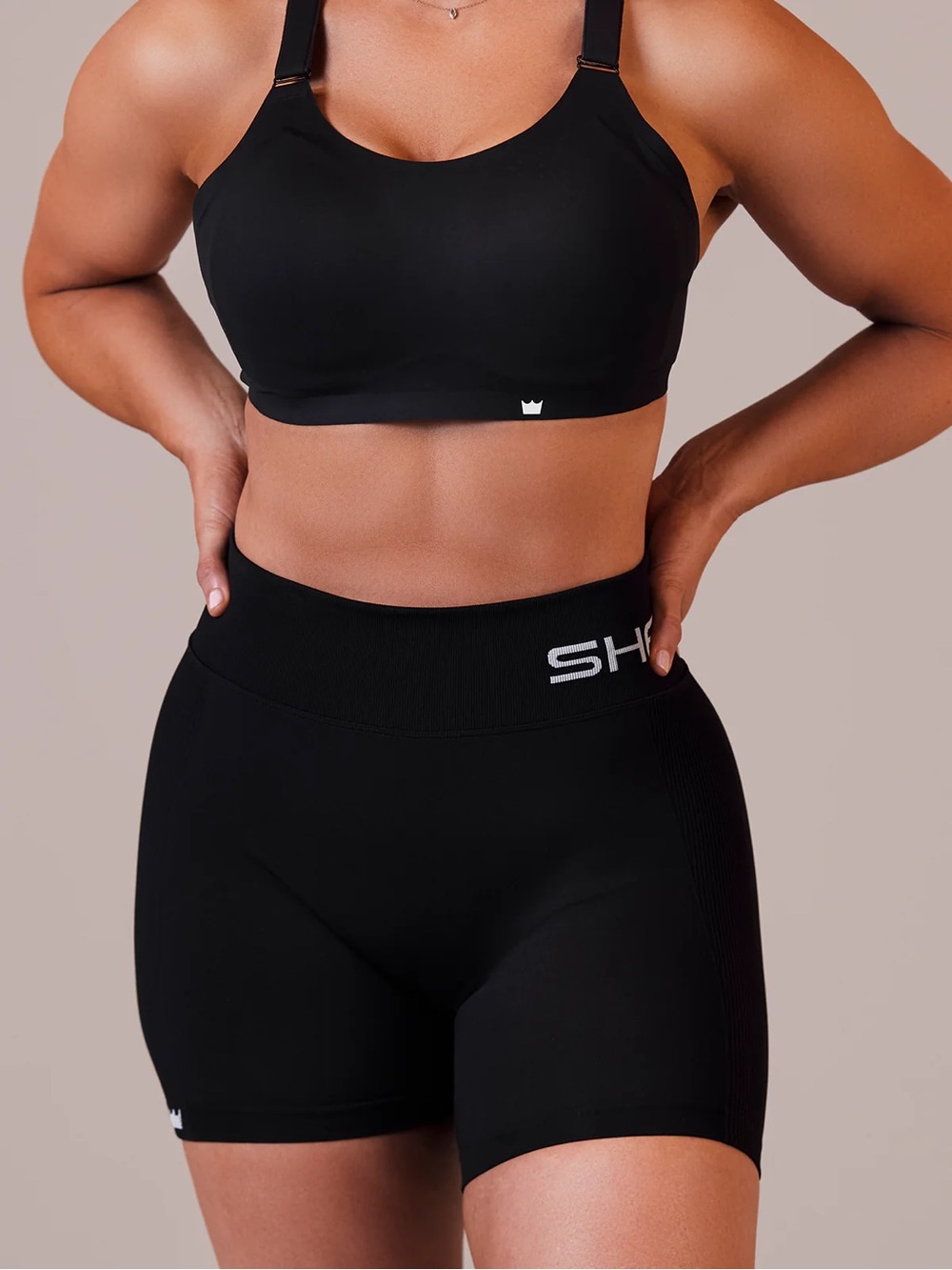 SHEFIT | Black Seamless Shorts | Size Luxe